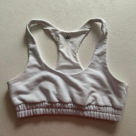 Alo Yoga White Ribbed Racerback Sports Bra Women’s Size Small - Picture 1 of 6